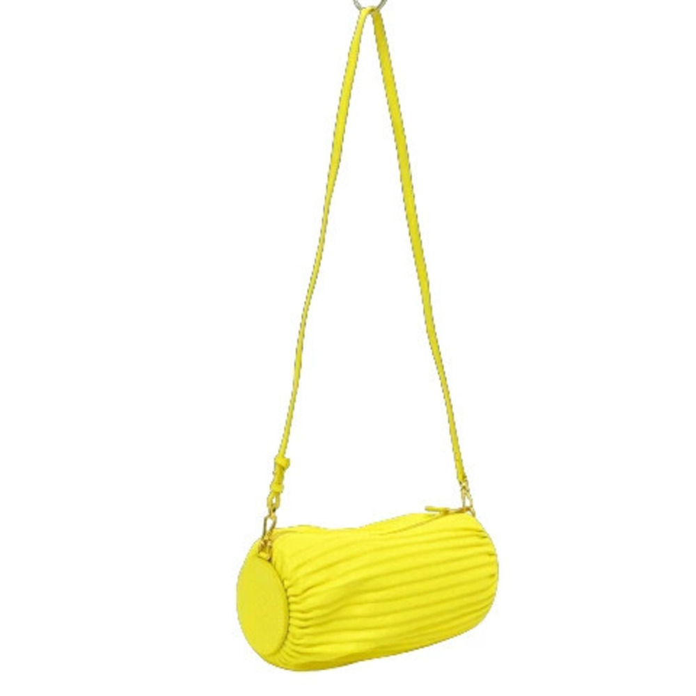 Loewe Bracelet Pouch Clutch Shoulder Bag Pleated Napa Body Yellow